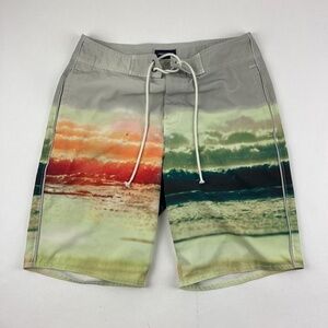 American Eagle Board Shorts Trunks Mens Small Gray Green Pocket
